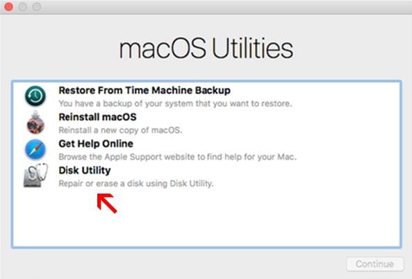 ventana de utilidades de macOS